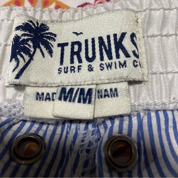 Trunks Brand Classic Blue and White Striped Swim Trunks - Small Flaws - Picture 4 of 13